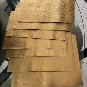 Gold Metalic Leather Pelts 8 x 10, 7 pc- Pack of Rectangular Leather